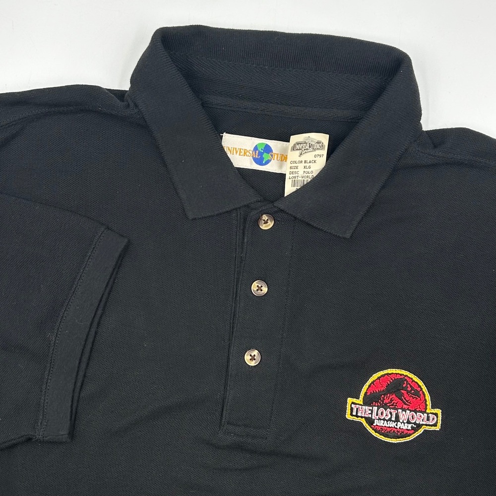 Universal Studios Polo Black Mens XL The Lost World Jurassic Park New